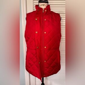 Kim Rogers Red Mercury Quilted zipper & Button Vest with Stand-Up Collar